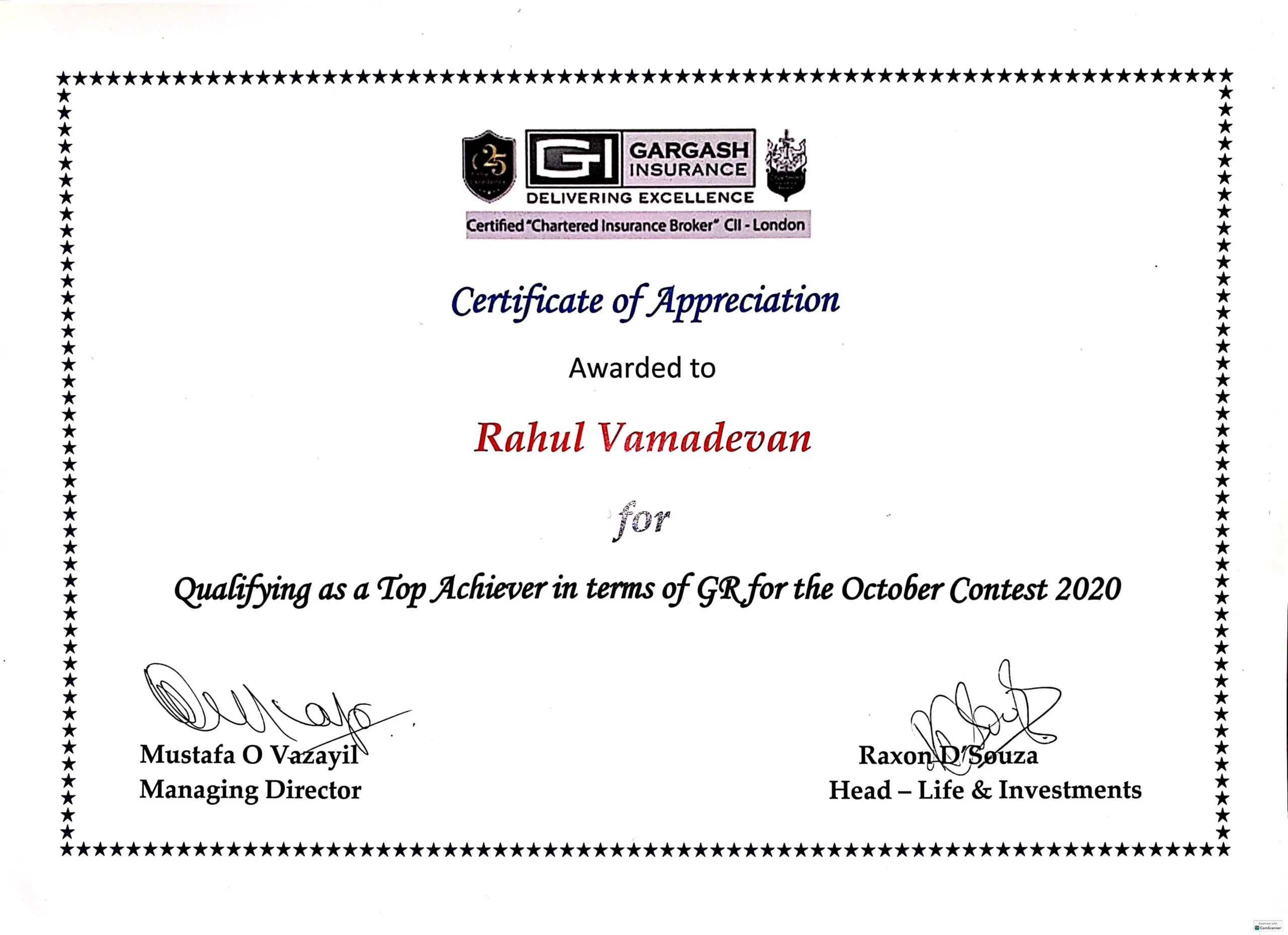 Certificate