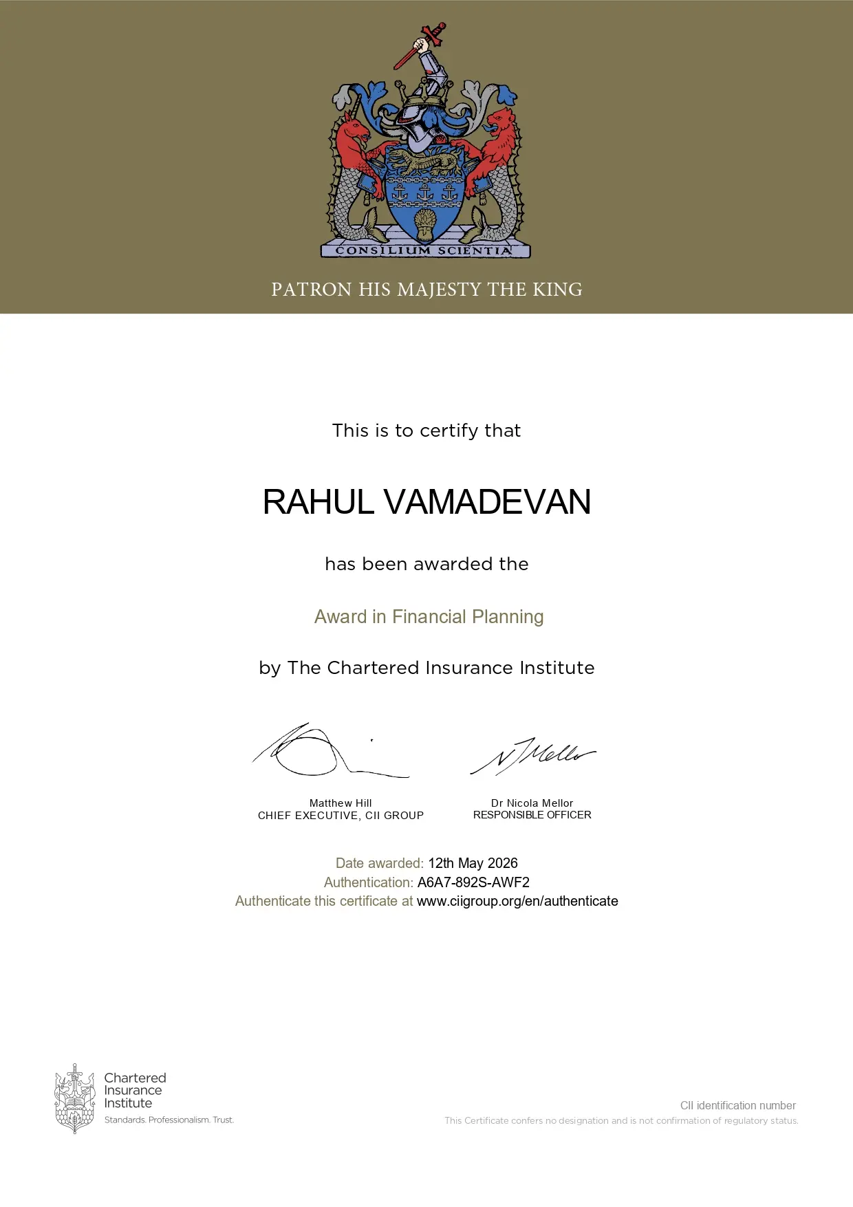 Certificate